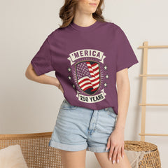 America 250 Years Flag Shield T-Shirt — Patriotic 250th Anniversary Tee